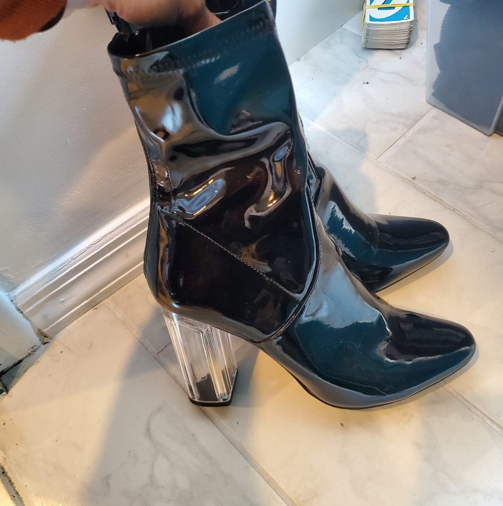 Clear heel boots